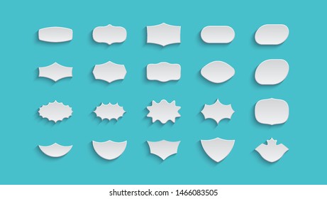 Conjunto de formas geométricas vacías. Colección de elementos de diseño. Ilustración vectorial para placa, etiqueta o etiqueta. 