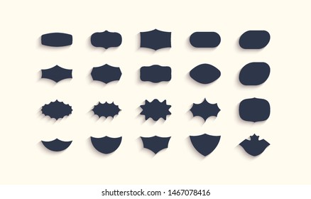 Set of empty geometrical shapes. Collection of design elements. Vector illustration for badge, label or sticker. 