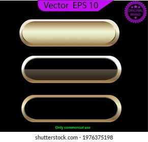 Set of empty glass gold buttons and sliders, web icons of different forms. Gradient mesh. Button set color gold glossy. EPS 10