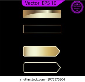 Set of empty glass gold buttons and sliders, web icons of different forms. Gradient mesh. Button set color gold glossy. EPS 10