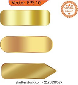 Set of empty  gold buttons and sliders, web icons and game icon set.  Gradient mesh. Button set color gold glossy. EPS 10	
