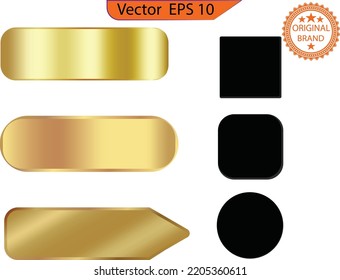  set of empty gold buttons and sliders, web icons and game design element set. gradient mesh. button set color gold glossy. vector illustration.
