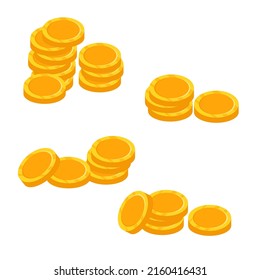 Juego de monedas de oro vacías muy escaso. Ilustración vectorial. 