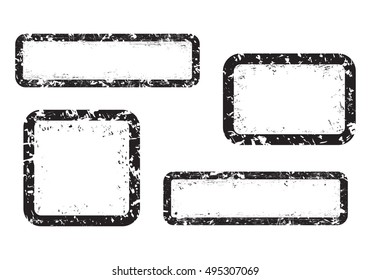 Set of empty grunge stamp, graphic design elements, black isolated on white background, vector illustration.