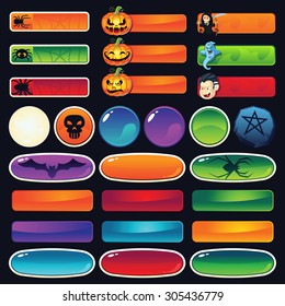 A set of empty Halloween buttons for web and games - add your text on top of the buttons. Examples of button use: buy now, contact, play, join now, etc.  