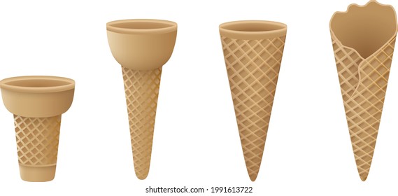 set of empty ice cream cones