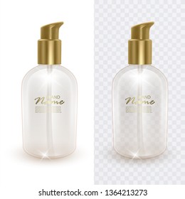 Set of empty jars for shampoo or cream, realistic, transparent jars, 3D illustration, template for your brand. cosmetic product healthcare banner.