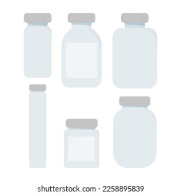 Conjunto de botellas de medicamentos vacías