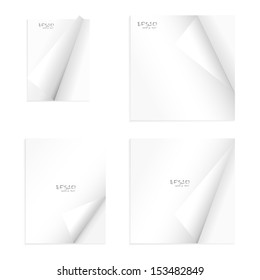 Set of empty notebook paper with curled corners - Vector illustration