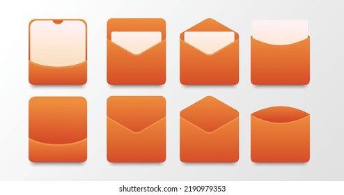 Set of empty paper envelope.