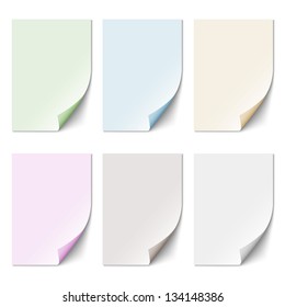 Set of empty paper sheet in pastel colors. Vector EPS10