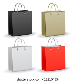 Set of empty paper shopping bag, vector