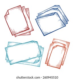 Set of empty paper vintage sketches.