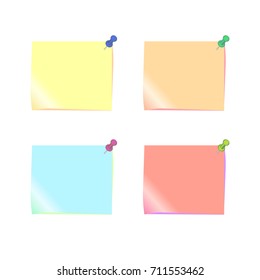 Set of empty papers different color with buttons