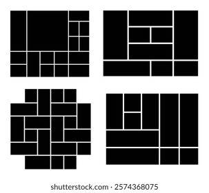 Set of Empty Photo Collage Template with Varied Grid Layout. Dynamic Multi Photo Collage Design.
Abstract Geometric Grid for Photo Layouts.