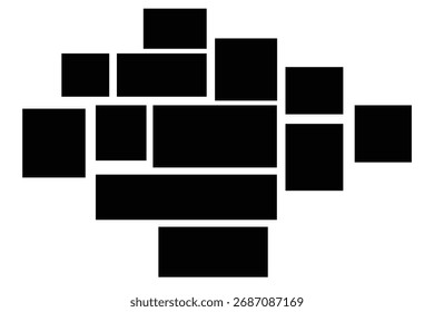 Set of empty photo collage template and background texture pattern.  poster, mockup, banner, photo wall template.  Set of different empty photo collage templates. Mood board, scrapbook grid vector . 