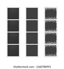 Set of empty photo frame. Photo booth vector. Template photo frames with snowflakes for Christmas photos. Vector illustration.