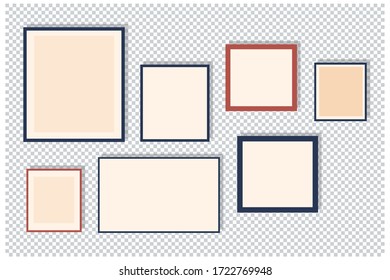 Set empty photo frame with shadows. Stock Vector illustration.