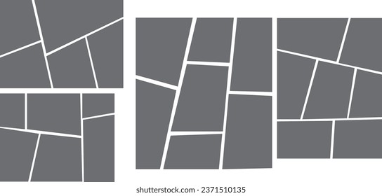 set of empty photo frame with white border and black rectangle element on transparent background. template or mockup decoration for design 