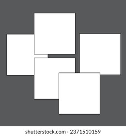 set of empty photo frame with white border and black rectangle element on transparent background. template or mockup decoration for design 