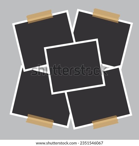 set of empty photo frame with white border and black rectangle element on transparent background, new collections.