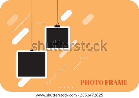 set of empty photo frame with white border and black rectangle element on transparent background. template or mockup decoration for design 