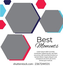 Set of empty photo frames with adhesive tape