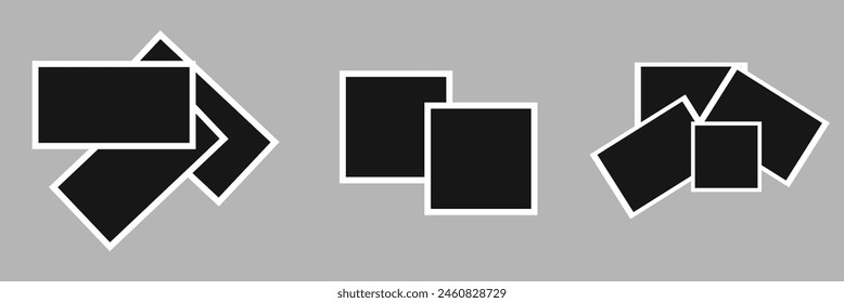 Set of empty photo frames compositions. Realistic vector mockups. Retro photo frames isolated on grey  background. Vector illustration. EPs 10