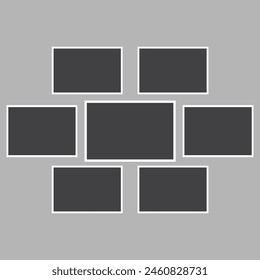 Set of empty photo frames compositions. Realistic vector mockups. Retro photo frames isolated on grey  background. Vector illustration. EPs 10