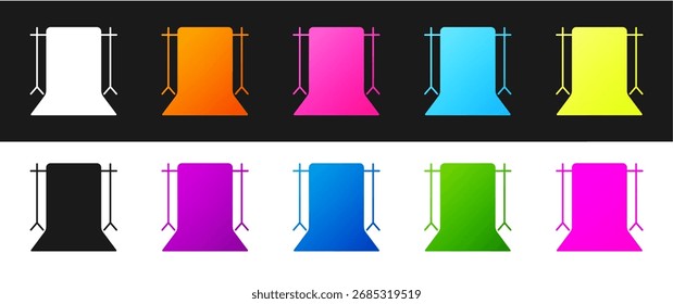 Set Empty photo studio icon isolated on black and white background. Screen backdrop.  Vector