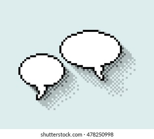 Set of empty pixel text bubbles in flat design, illustration. - Editable stock vector