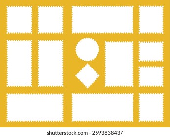 Set of Empty Postage Stamp Frames – Vector Template.