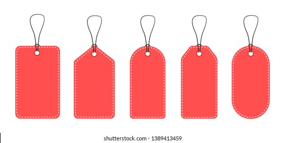 A set of empty price tags. Red price tags.