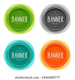 set of empty round shape button in four color vector 