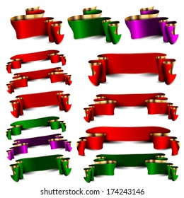 Set of empty royal color ribbons