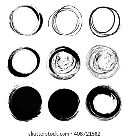 set of empty scribble circles, vector design elements