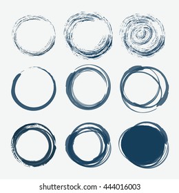 Set of empty scribble circles, vector design elements