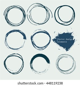 Set of empty scribble circles, vector design elements