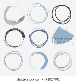 Set of empty scribble circles, vector design elements