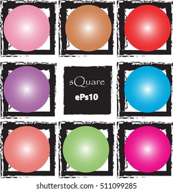 Set of empty scribble square frame, vector design elements, 9 square frame.