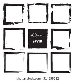 Set of empty scribble square frame, vector design elements, 9 square frame.