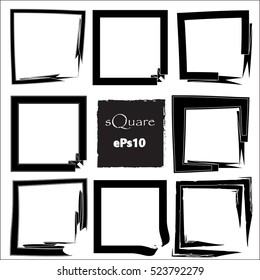 Set of empty scribble square frame, vector design elements, 9 square frame.