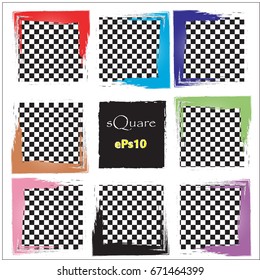 Set of empty scribble square frame, vector design elements, 9 square frame.