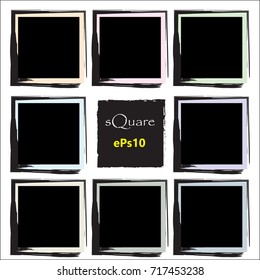Set of empty scribble square frame, vector design elements, 9 square frame.