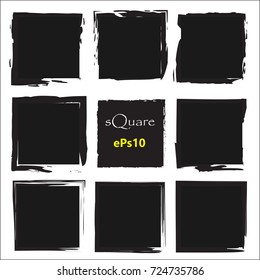 Set of empty scribble square frame, vector design elements, 9 square frame.