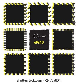 Set of empty scribble square frame, vector design elements, 9 square frame.