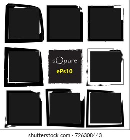 Set of empty scribble square frame, vector design elements, 9 square frame.