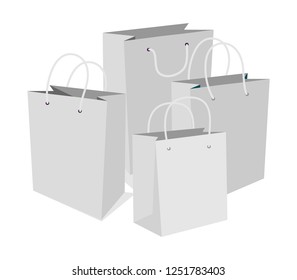 Set of Empty Shopping Bags Isolated in White. Vector Illustration