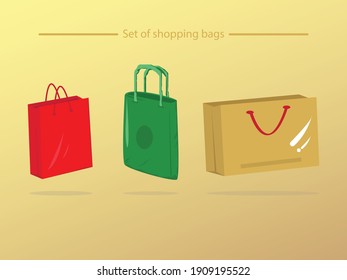 conjunto de bolsas de compras vacías. ilustración vectorial