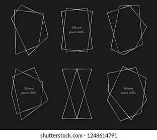 Set of empty silver decoration frames. Vector illustration. EPS10.